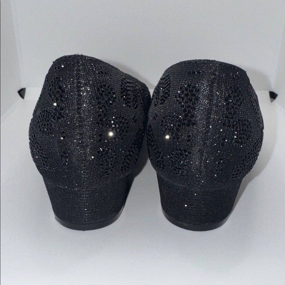 Carolyn Tucker Black Rhinestone Pumps Heel Women’s 8 Wide 8W - Picture 7 of 12